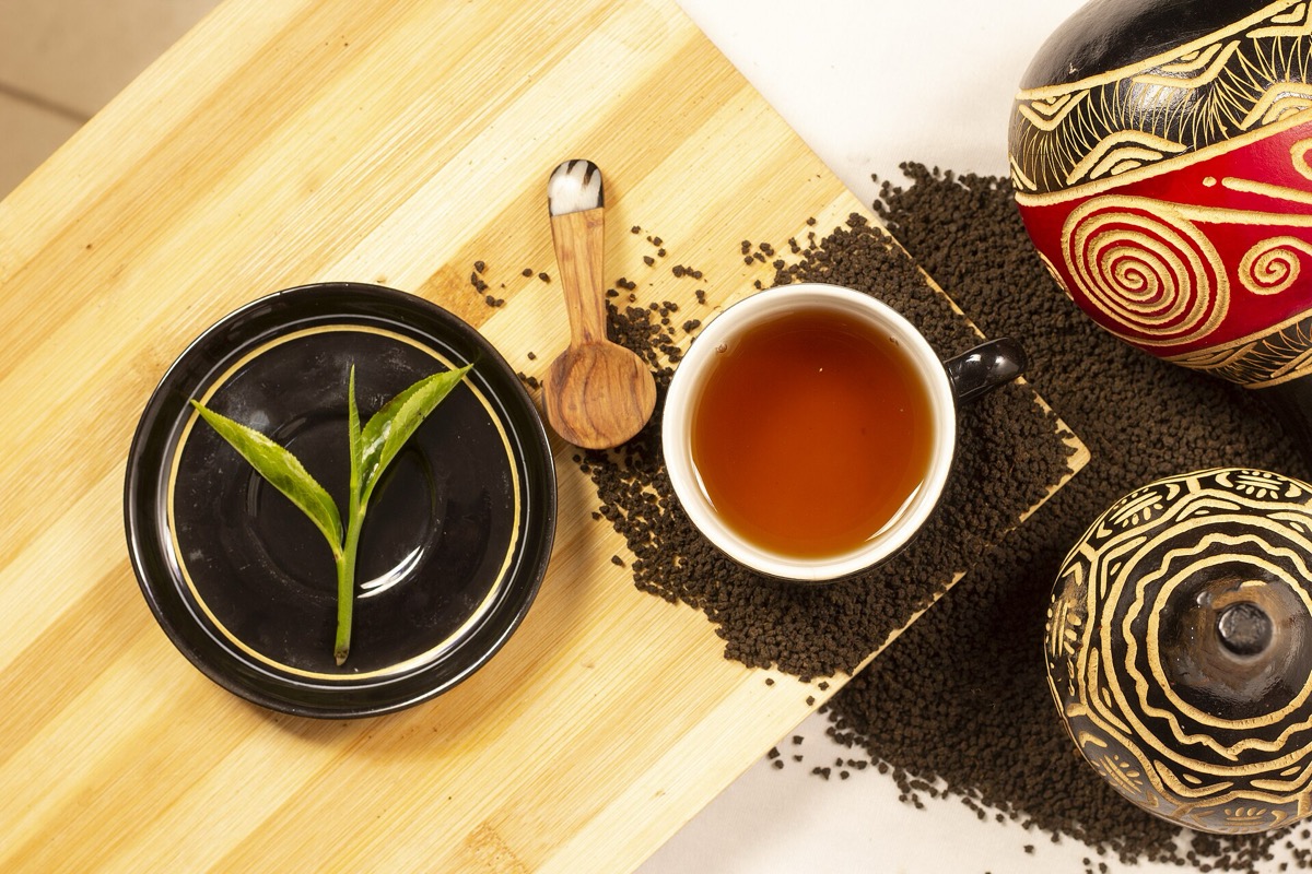 Loose-leaf tea steeping